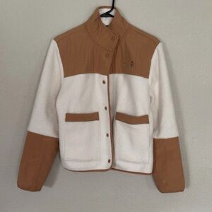 The North Face White and Tan Teddy Jacket